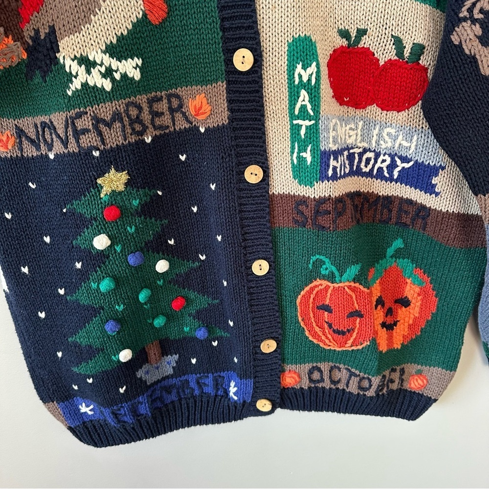 Christopher & Banks Multicolor Holiday Theme Cardigan Sweater - Picture 3 of 16